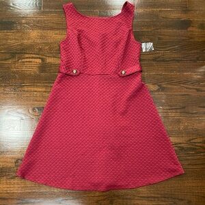 NWT ModCloth Burgundy Sixties Signature Sleeveless Textured Sheath Dress L Retro